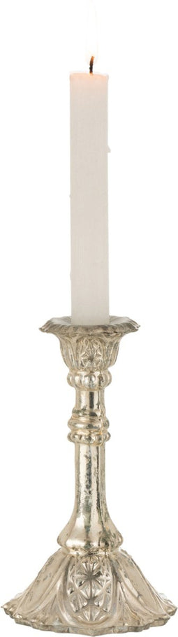 J-Line kandelaar Oriental - glas - zilver - medium - 2 stuks