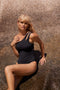 Beachlife Black Swirl - Dames Badpak - Ingebouwd topje van mesh - Zwart