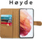 Høyde - Vegan lederen bookcase hoes - 100% Biologisch Afbreekbaar - Geschikt voor Samsung Galaxy S21 - Cognac