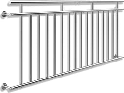 Monzana Franse Balkonreling - Staal - 90x184cm 7 Spijlen - Zilver