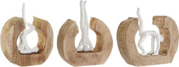 Decoratieve figuren DKD Home Decor Wit Bruin Yoga Stads 20 x 6 x 20 cm (3 Stuks)