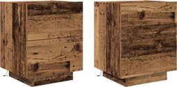 vidaXL - Bedside - Cabinets - met - LED - Lichten - 2 - stuks - Oude - Hout - 45x40x55 - cm