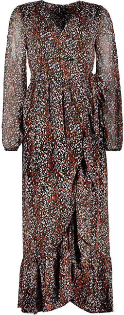 Vero Moda VMLINNEA LS LONG WRAP DRESS WVN GA LCS - Lange wikkeljurk - V-hals - Maat L
