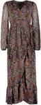 Vero Moda VMLINNEA LS LONG WRAP DRESS WVN GA LCS - Lange wikkeljurk - V-hals - Maat L