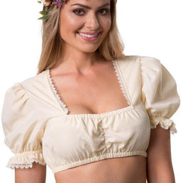 Dressforfun Anni - Dirndlblouse - Korte mouwen met franjes en kant