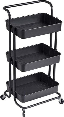 O'DADDY® Keukentrolley - Serveerwagen - 3 plateaus - Zwart