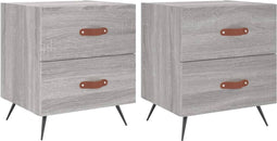vidaXL - Nachtkastjes - 2 - st - 40x35x47,5 - cm - bewerkt - hout - grijs - sonoma - eiken