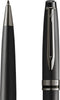 Waterman Expert-balpen | Metallic zwarte lak met ruthenium rand | Medium punt | Blauwe inkt | Met cadeauverpakking