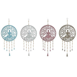 Ophangdecoratie Home ESPRIT Blauw Wit Grijs Roze Ijzer Boomstructuur Boeddha Orientaals 33 x 1 x...