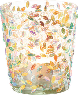 J-Line windlicht Blad Mozaiek - glas - pastel - large