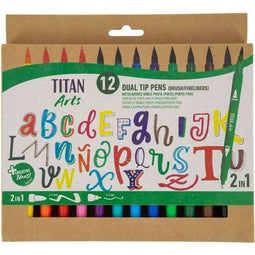 Titan Arts - Viltstiften - Dubbelzijdig - Multicolour (12 Onderdelen)