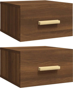 vidaXL - Nachtkastjes - 2 - st - wandgemonteerd - 35x35x20 - cm - bruin - eikenkleur