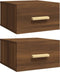 vidaXL - Nachtkastjes - 2 - st - wandgemonteerd - 35x35x20 - cm - bruin - eikenkleur