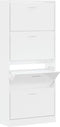 vidaXL - Schoenenkast - 63x24x147 - cm - bewerkt - hout - hoogglans - wit