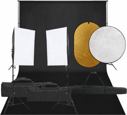 vidaXL - Fotostudioset - met - verlichtingsset, - achtergrond - en - reflector
