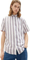 TOM TAILOR relaxed striped shirt - Heren Overhemd - Maat M - Kleur white navy red stripe