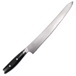 Yaxell Broodmes - VG10 roestvrij staal 27 cm - gekarteld lemmet voor moeiteloos snijden - zwart Micarta handvat