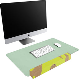 imoshion Bureau Onderlegger - 90 x 45 cm - Hoogwaardig kunstleer - Bureau Accessoires - Bureau Organizer - Antislip Muismat XXL - Inclusief draagriem - Groen