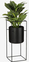 Mica Decorations Porte - Bloempot op standaard - L20 x B20 x H50 cm - Metaal - Zwart