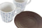 Set van koffiekopjes DKD Home Decor Blauw Bruin Rubberwood Wit Keramiek 90 ml