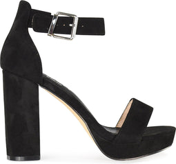 POSH by Poelman LAAR - Dames Sandalen met hak - Imitatiesuède - Zwart - Maat 38