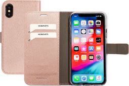 Mobiparts Saffiano Wallet Case - iPhone X iPhone XS - Ruimte voor 3 pasjes - Roze