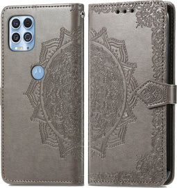 iMoshion Hoesje Geschikt voor Motorola Moto G100 Hoesje Met Pasjeshouder - iMoshion Mandala Bookcase - Grijs