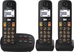 Panasonic KX-TGU133EXB - DECT telefoon - 3 handsets grote toetsen antwoordapparaat zwart (3 stuks)
