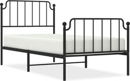 vidaXL - Bedframe - met - hoofd- - en - voeteneinde metaal - zwart - 90x190 - cm
