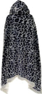 Linnick Flanel Fleece Deken + Hoodie met Capuchon Leopard - black/white - 140x200cm - 130x180cm - Plaid