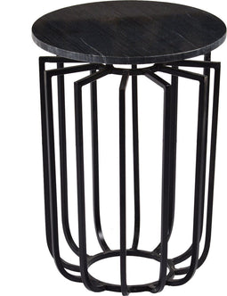 Livingfurn - Bijzettafel Daisy - Zwart - Marmer - 40x40x55