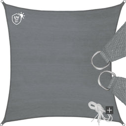 tectake® Zonnescherm - Vierkante Zonneluifel - UV-bescherming 50+ - 3,6x3,6 m - Grijs