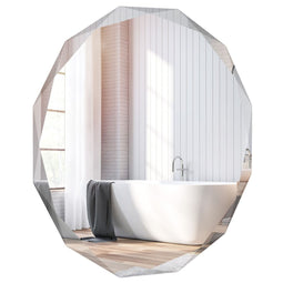 Coast Frameloze Wandspiegel Rond 76x76 cm Zilver – Decoratieve Badkamer- en Halspiegel met Afgeschui