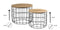 LIFA LIVING Bijzettafel Set - 2 Ronde Tafels - Metaal & Hout - Zwart - 50Φ x 40 cm & 40Φ x 36 cm (2 stuks)