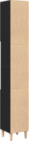 vidaXL - Badkamerkast - Zwart - Eiken - 30x30x190 - cm - Houtmateriaal