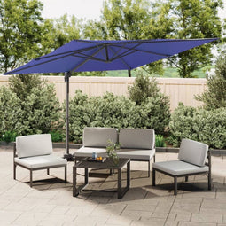 vidaXL - Zweefparasol - met - LED-verlichting - 400x300 - cm - azuurblauw