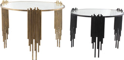 PTMD Renz Salontafel - 60 x 60 x 45 cm - Glas - Goud - Set van 2