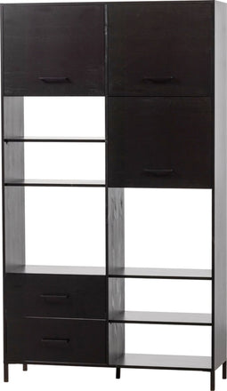 WOOOD Aiko Boekenkast - Grenen - Zwart - 194x110x35