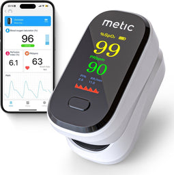 Metic Saturatiemeter - Zuurstofmeter Vinger - Nederlandstalige App - Medisch Getest - OLED Scherm