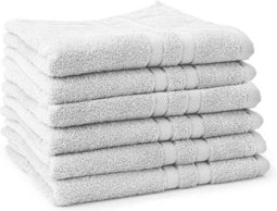 LINNICK Pure Handdoeken Set - 100% Katoen - White - 60x110cm - Per 6 Stuks