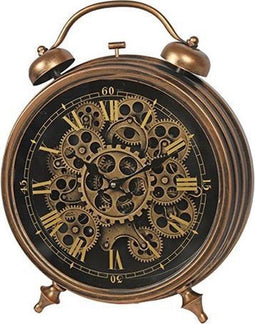 Tafelklok industrieel - tafelklok tandwiel - wekkerklok koper metaal 46 cm