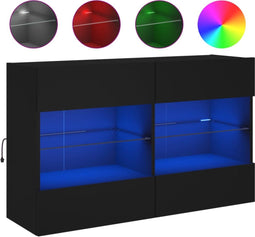 vidaXL - Tv-wandmeubel - met - LED-verlichting - 98,5x30x60,5 - cm - zwart