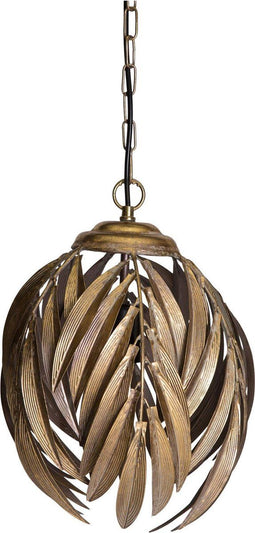 PTMD Mea Palm Hanglamp - 32 x 32 x 37 cm - Metaal - Goud - Goud