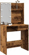 vidaXL - Kaptafel - met - LED-verlichting - 74,5x40x141 - cm - oud - houtkleurig
