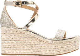 Michael Kors Serena Wedge - Sleehaksandaal - Metallic canvas - Goud - Maat 41