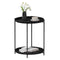 Woltu Salontafel Rond met 2 Verwijderbare Metalen Planken - Zwart - Ø44 cm - Lage Bijzettafel voor
