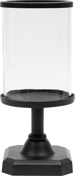 Riviera Maison Romain Hurricane On Stand - IJzer, Hout, Plastic Glas - Zwart - 20.0x20.0x43.0 cm