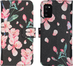 iMoshion Hoesje Geschikt voor Samsung Galaxy A41 Hoesje Met Pasjeshouder - iMoshion Design Softcase Bookcase - Zwart / Roze / Blossom Watercolor Black