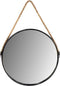 Atmosphera Wandspiegel - rond - D38 cm - metaal - zwart - spiegel met touw