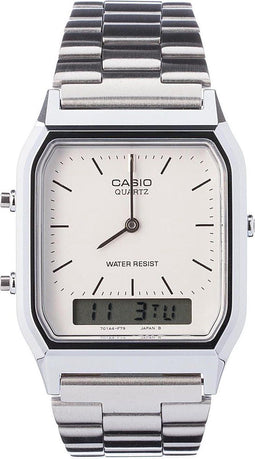 Casio Vintage AQ-230A-7DMQYES Unisex Horloge 28 mm - Zilverkleurig